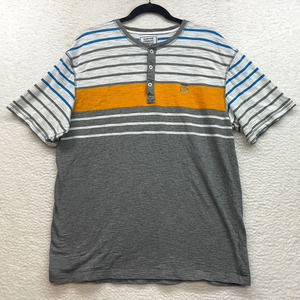 Marithe Francois Girbaud Shirt Mens Extra Large Gray Blue Striped Tee Henley
